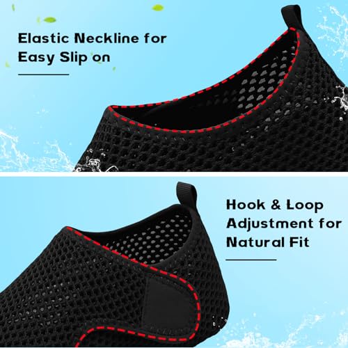 Scurtain Adult Water Shoes Women Beach Swim Shower Essentials Pool Swimming Gardening Shoes for Women Black Yoga Socks Slip on Wide Water Shoes Size - Image 2
