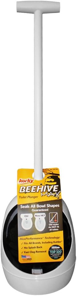 Korky Korky 954A Beehive Max Universal Toilet Plunger and Holder  Fits all Old and New Toilets  Powerful Plunge  Easy Grip THandle  Made in USA  - Image 2