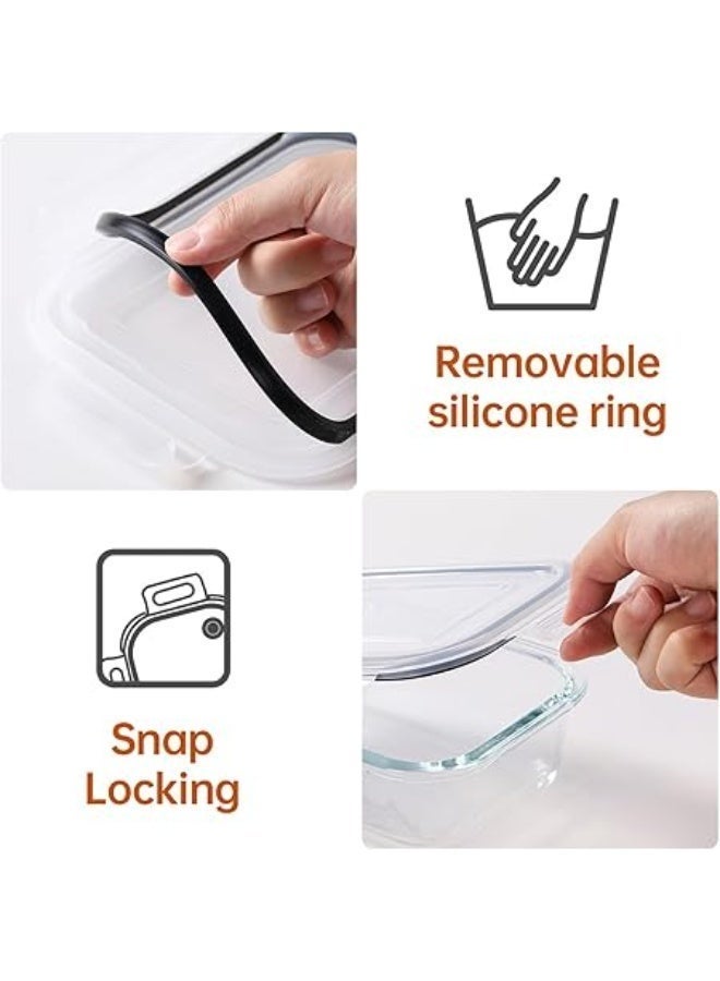 4-Piece Glass Food Storage Containers Set – Airtight & Leak-Proof Lids, Microwave/Oven/Freezer Safe, BPA-Free, Stackable Meal Prep Containers - Image 5