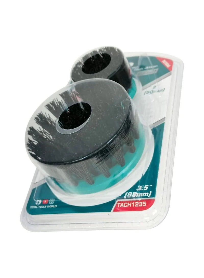 TOTAL Electric Drill Scrubber Brush 2 Pcs Set Stiff Bristle For Cleaning Carpet Metal Tire Bricks 2 3.5- TACH1235 - Image 3