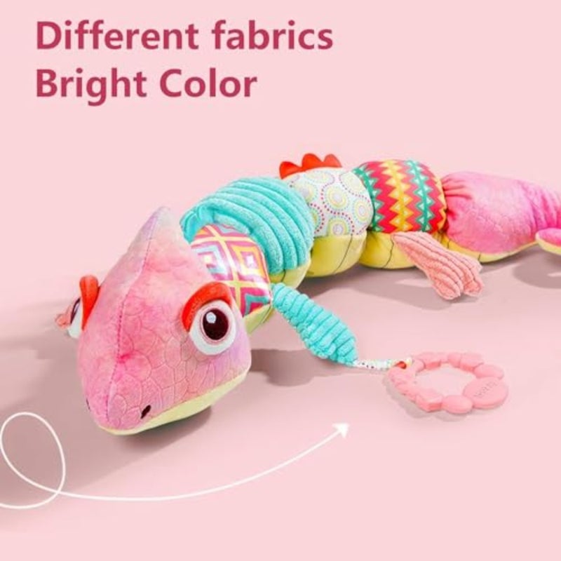 Infant Baby Musical Stuffed Animal Activity Soft Toys 0 to 12 Months, Musical Stuffed Animal Toys for 0-3-6-12 Months, Soft Sensory Toys with Crinkle and Rattles, Tummy Time Toys for Newborn Boys Girls - Image 4