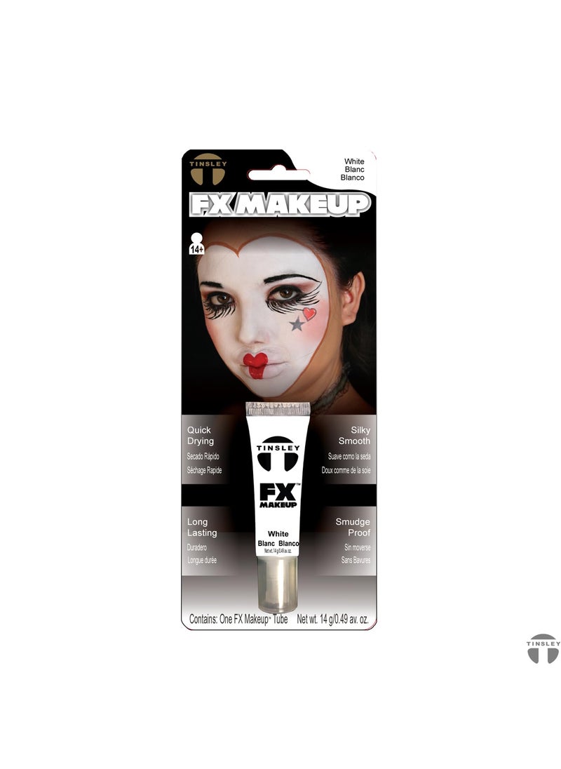 Tinsley Transfers - Tinsley Transfers FX Makeup Singles - White Face Paint (10 ml) - High Quality, Quick Dry, Smudge & Transfer Proof Halloween Makeup - Ideal for Cosplay, Clown Makeup, Stage, Non-Staining, Easy Wash-off - Image 1