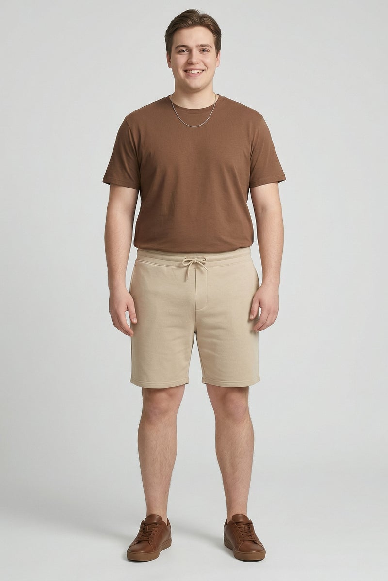 Celio Men Solid Basic Shorts, Taupe - Image 3