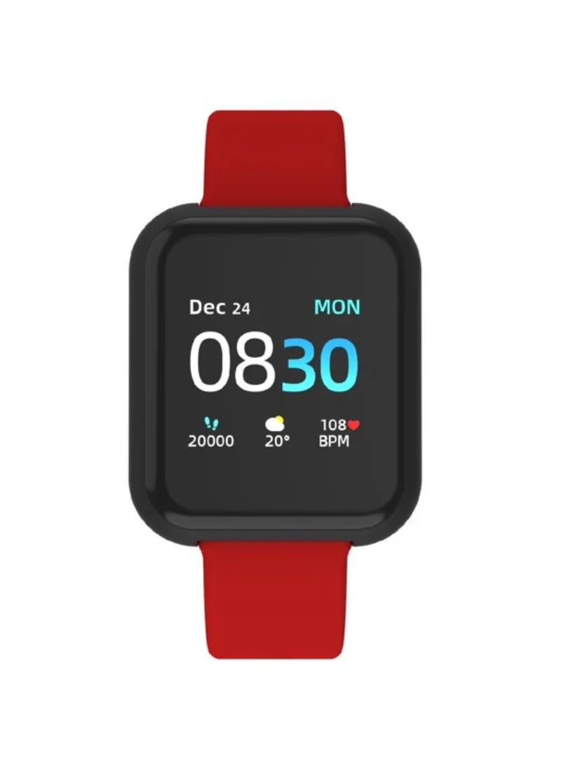 آي تاتش iTouch Unisex Interactive Activity Tracker Watch Black/Red with Silicone Strap, 500006B-4-42-G15