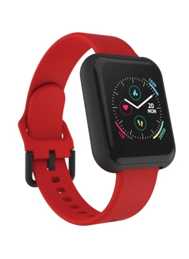 آي تاتش iTouch Unisex Interactive Activity Tracker Watch Black/Red with Silicone Strap, 500006B-4-42-G15