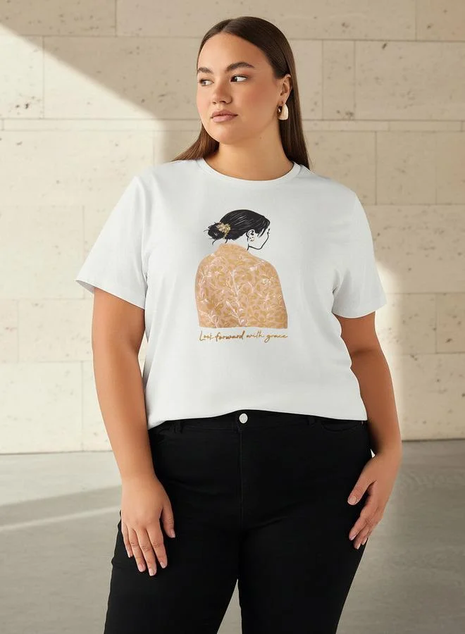  أولا بوبكن تيشيرت قطن بقصة مريحة وطبعة جرافيك من أولا بوبكن