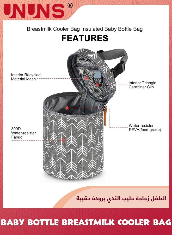 UNUNS Baby Bottle Warming Bags,Insulated Breastmilk Cooler Bag,Travel Portable Insulated Tote Bag,Outdoor Protection Insulation Leakproof Bag,Reusable Bottle Storage Bag For Nursing Mom,Grey - Image 3