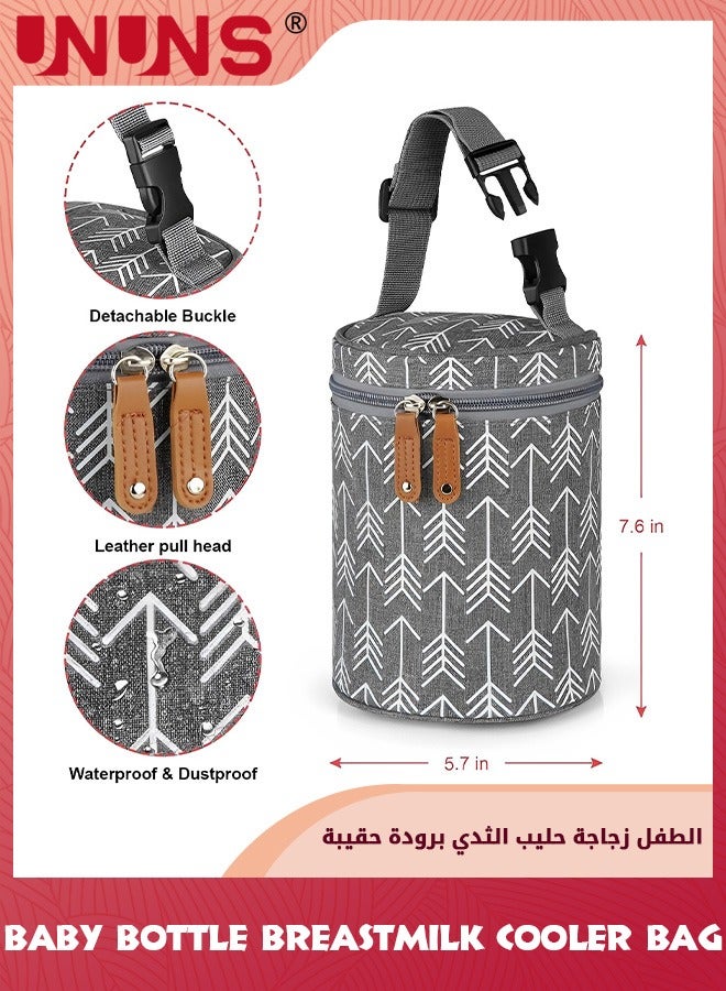 UNUNS Baby Bottle Warming Bags,Insulated Breastmilk Cooler Bag,Travel Portable Insulated Tote Bag,Outdoor Protection Insulation Leakproof Bag,Reusable Bottle Storage Bag For Nursing Mom,Grey - Image 2