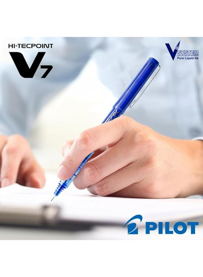 بايلوت قلم حبر سائل بايلوت V7 هاي تيك بوينت، رأس رفيع 0.7 ملم، حبر أزرق، عبوة من 12 - Image 5