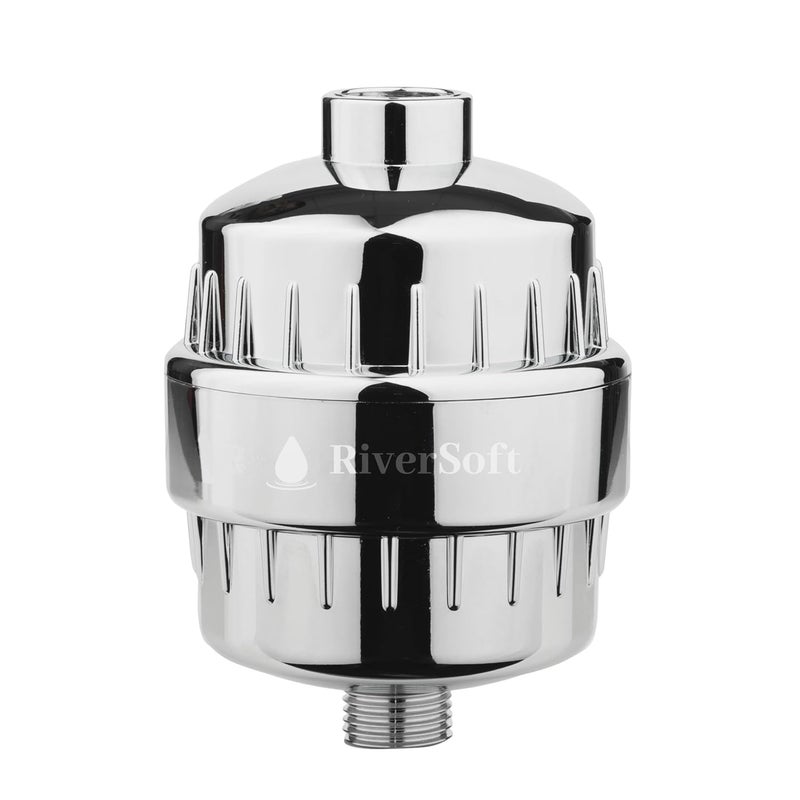 RIVERSOFT SF15 PRO shower and tap filter for hard water with 15 stage Water Softener for Bathroom Hard Water Filter Chrome Pack of 1 - Image 1