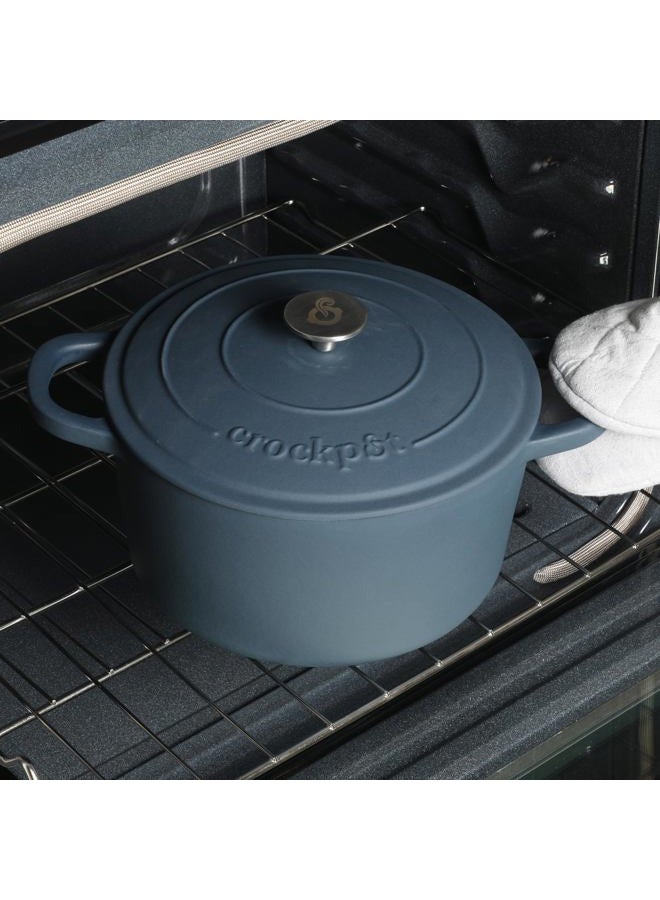 Crock-Pot Crock Pot Artisan 7-Quart Round Dutch Oven - Matte Navy Blue - Image 5