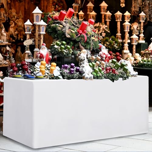 HolidayIdeas Fitted White Tableclothes - 72 x 30 Inch - 2 Pack Rectangle Table Covers for 6 Foot Tables, Polyester Fabric Tablecloths for Christmas, Parties, Wedding, Trade Show - Image 2