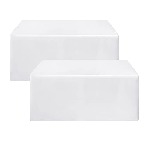 HolidayIdeas Fitted White Tableclothes - 72 x 30 Inch - 2 Pack Rectangle Table Covers for 6 Foot Tables, Polyester Fabric Tablecloths for Christmas, Parties, Wedding, Trade Show - Image 1