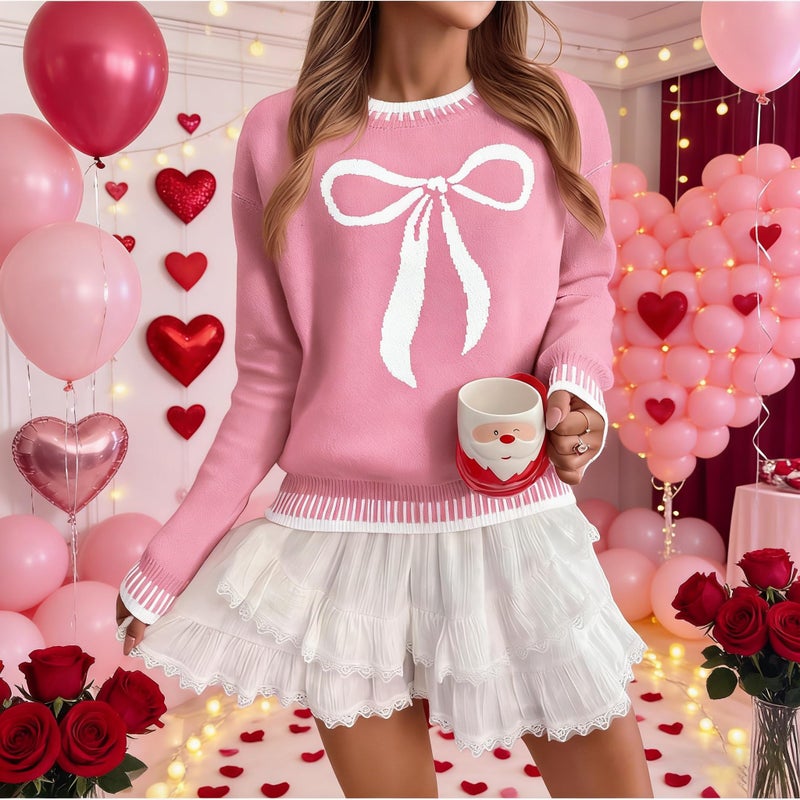LUKYCILD Valentines Sweater Women Love Heart Sweatshirt Valentine Day Love Sweaters Cute Knitted Long Sleeve Pullover Tops - Image 5