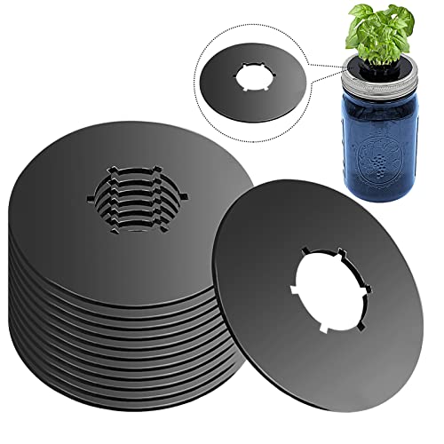 Emsiok 12PCS Kratky Lids Wide Mouth Hydroponic Cover Lids Kratky Mason Jar Lids Kratky Lid Insert Kratky Jar Cover Hydroponic Lids Kratky Hydroponics Supplies with Hole for Mason Jars Aerogardens Pods - Image 1
