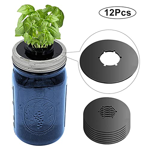 Emsiok 12PCS Kratky Lids Wide Mouth Hydroponic Cover Lids Kratky Mason Jar Lids Kratky Lid Insert Kratky Jar Cover Hydroponic Lids Kratky Hydroponics Supplies with Hole for Mason Jars Aerogardens Pods - Image 2