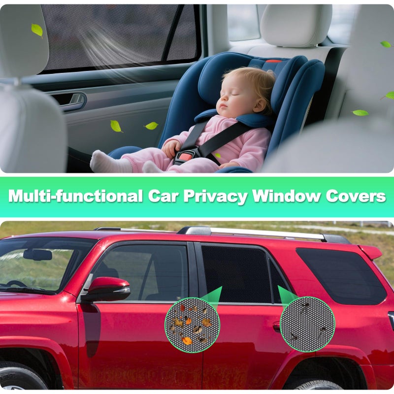 KOCZIL Car Window Shades for 2011-2023 4Runner - Rear Side Window Sun Shade for Baby, Breathable Mesh Car Privacy Window Covers, UV Protection & Heat Insulation for Road Trips Napping Camping (2 PCS) - Image 4