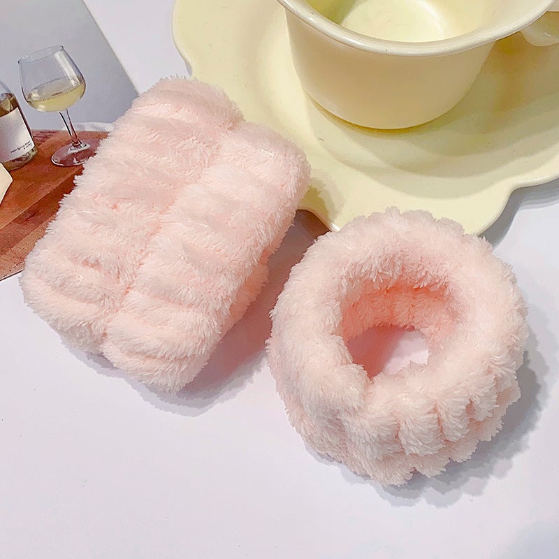 Generic Coral Fleece Facial Spa Headband Set 1 wrist lotus root powder 