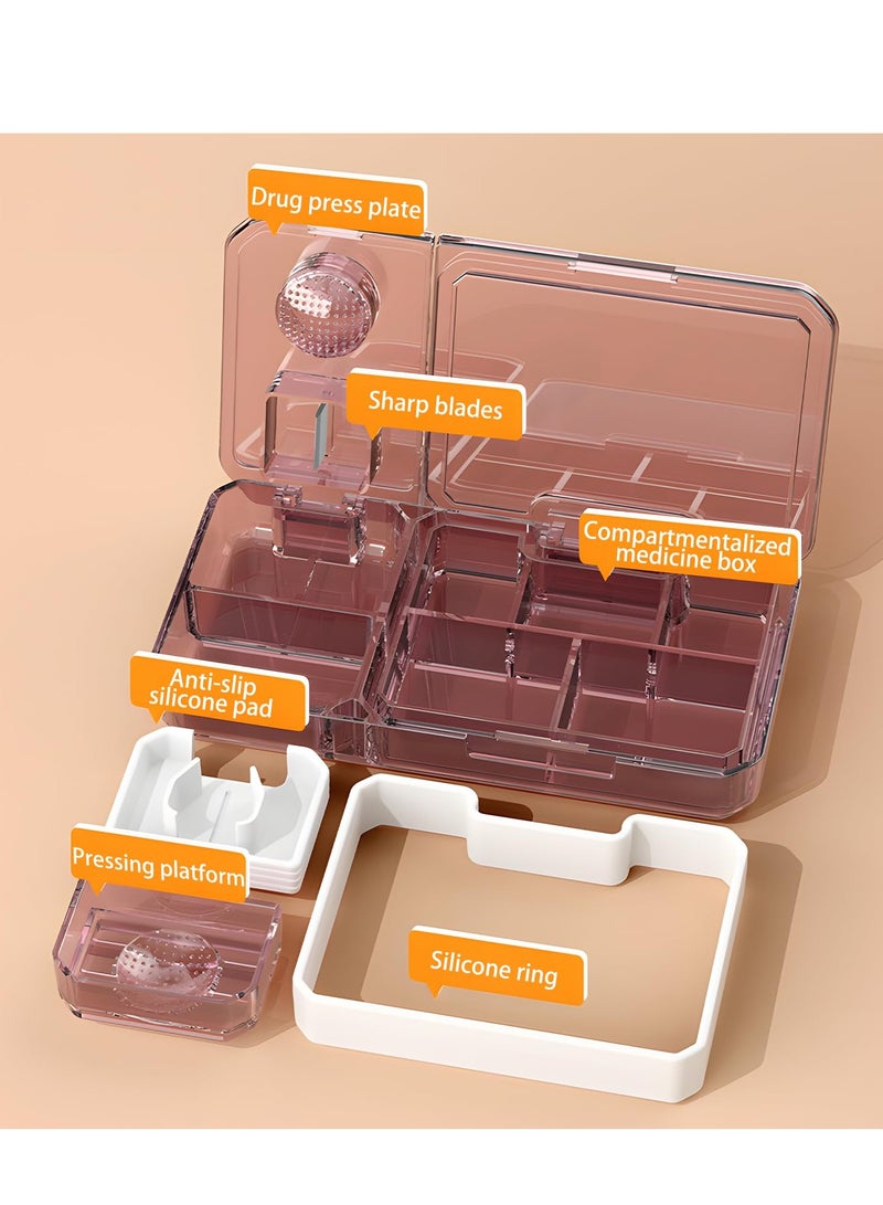 SYOSI Daily Pill Organizer, 3 in 1 Pill Divider, Pill Cutter, Pill Splitter, Pill Crusher, Travel Purse Pill Box Container, Combined Pill Case to Hold Vitamins, Cod Liver Oil - Image 3