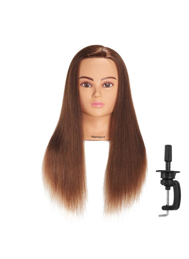Hairingrid Mannequin Head 24"26"100% Human Hair Hairdresser Cosmetology Mannequin Manikin Training Head Hair And Free Clamp Holder (R71906Lb0418H) - Image 1