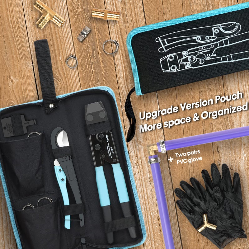 SHALL Pex Crimping Clamp Cinch Tool and Pipe Hose Cutter, Pipe Fitting Crimper Tool Kit Meets ASTM F2098 for 3/8" to 1" Stainless Steel Clamps Including 20pcs 1/2", 10pcs 3/4" Clamps With Storage Bag - Image 5