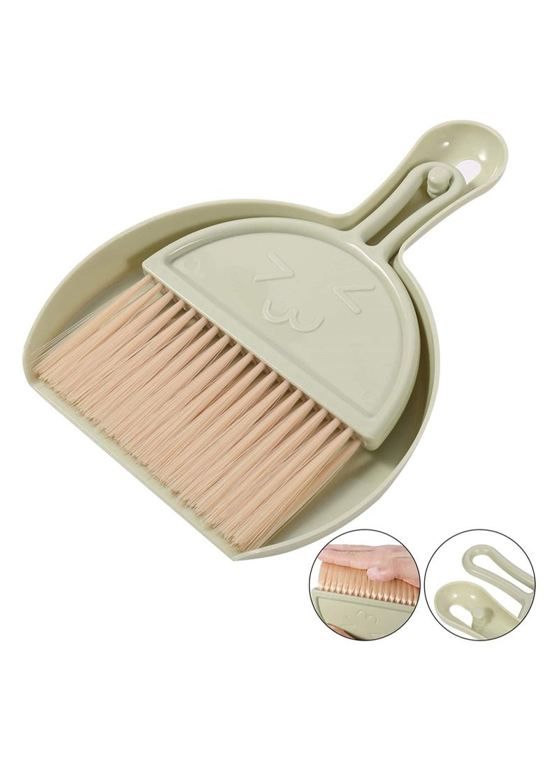 Versatile Compact Green Dustpan and Brush Set - Perfect Mini Broom for Effortless Cleaning at Home, Office, Car, Desktop, Drawer, and Keyboard  - Image 1