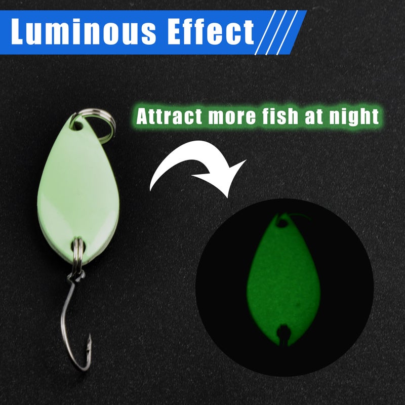 Shaddock Fishing Fishing Spoons Lures for Trout, 12/24pcs Trout Spoons Set Single Hooks Hard Metal Fishing Jigging Bait Tackle Casting Spinner Bait for Crappie Bass Perch Panfish Pike, 1/5 oz, 24pcs - Image 4