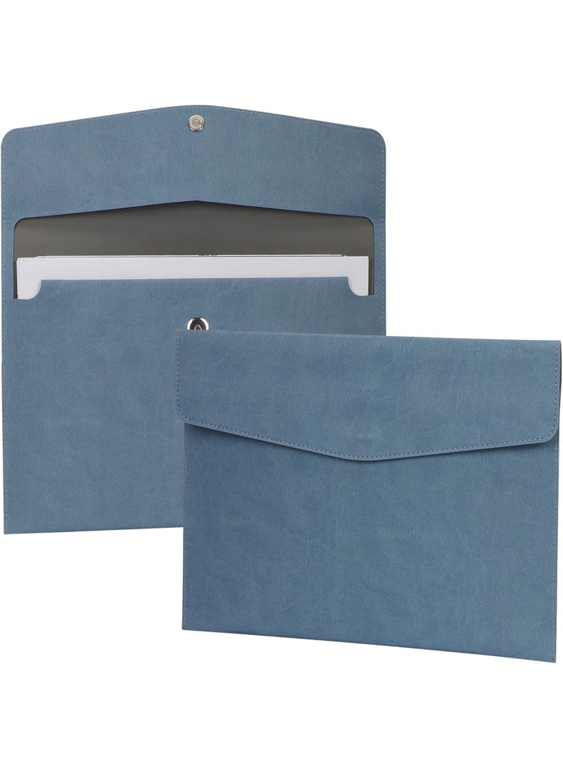 حافظة ملفات، حافظة مستندات A4 من الجلد الصناعي، منظم ملفات، ظرف حفظ، حافظة للأجهزة اللوحية، مزودة بإغلاق مغناطيسي، مناسبة للمنزل والمدرسة والمكتب، لون أزرق - Image 1