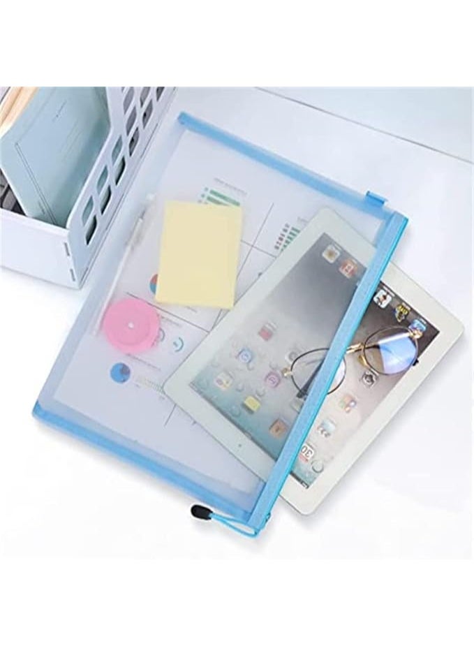 Mesh Zipper Pouch Document Bag, 5 Pack A4 Size Zipper Bags for School Office Supplies, Storage Bags, 5 Colors - Image 3