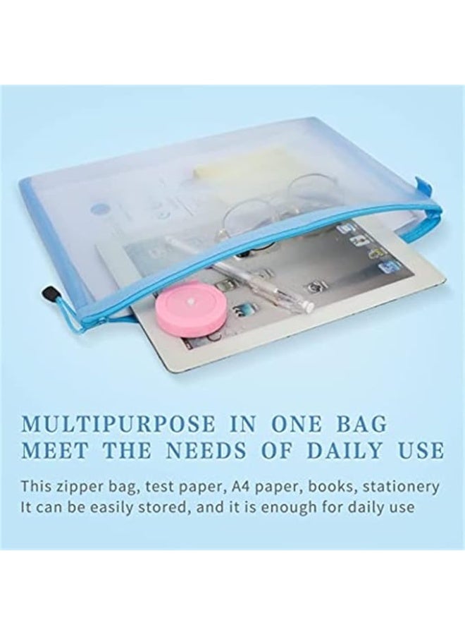 Mesh Zipper Pouch Document Bag, 5 Pack A4 Size Zipper Bags for School Office Supplies, Storage Bags, 5 Colors - Image 4