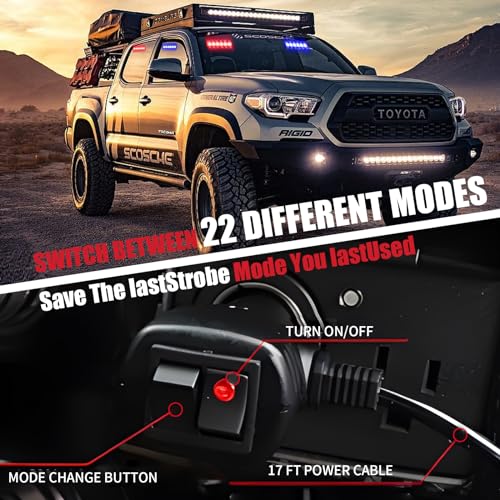 Tiannor 4X 6.1 inch Emergency Strobe Police Lights Red/Blue 24 LED Waterproof Hazard Warning Flashing Safety Dash Front/Rear/Side Windshield Lights for First response vehicle Trucks Car - Image 4
