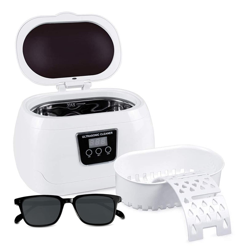 HIMALY Ultrasonic Jewellery Cleaner, 600ml Sonic Jewellery Bath Machine with Cleaning Basket and Watch Stand- Stainless Steel Tank & Digital Timer -for Jewelry Glasses Watch Metal Coins Dentures  - Image 1