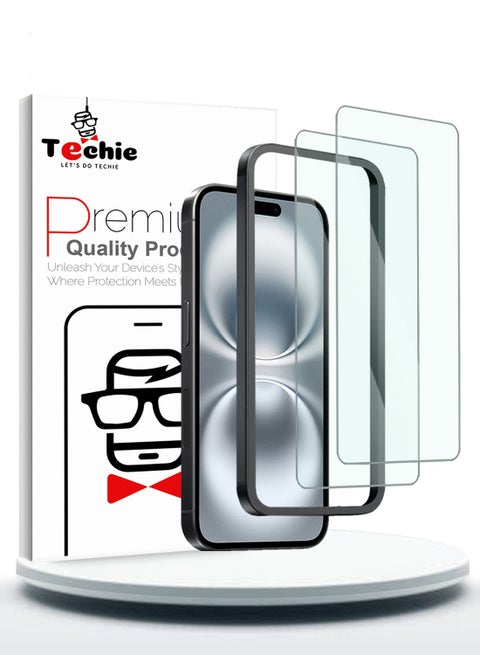 Apple iPhone 16 Screen Protector, Super Clear Gorilla Glass with Easy Installation Auto Alignment Frame, 9H Tempered Glass, Bubble-Free, Case-Friendly - 2 Pack