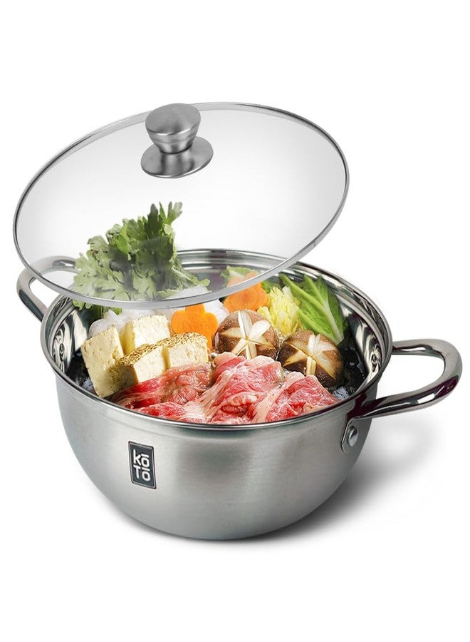 قدر طهي فردي من الفولاذ المقاوم للصدأ 304 من كوتو - 11.8 بوصة، سعة 5.3 كوارت، متعدد الاستخدامات لتحضير الحساء الآسيوي، واليخنات، وحساء نابيمونو، والقلي العميق. - Image 1
