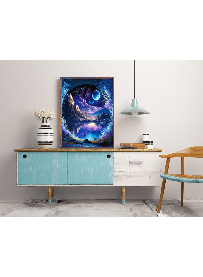 KINPLUB 5D Diamond Painting Kits for Adults, Blue Moon Landscape Diamond Art Kits for Beginners, DIY Full Round Drill Dream Night Paint with Diamond Pictures Gem Art, Home Wall Decor 12 x 16 Inch - Image 3