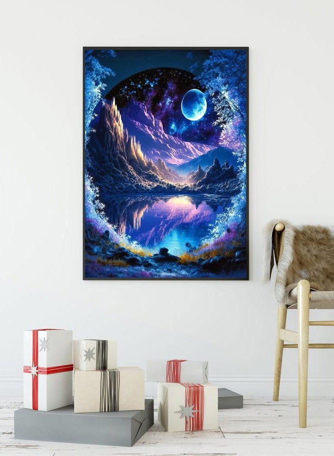 KINPLUB 5D Diamond Painting Kits for Adults, Blue Moon Landscape Diamond Art Kits for Beginners, DIY Full Round Drill Dream Night Paint with Diamond Pictures Gem Art, Home Wall Decor 12 x 16 Inch - Image 4