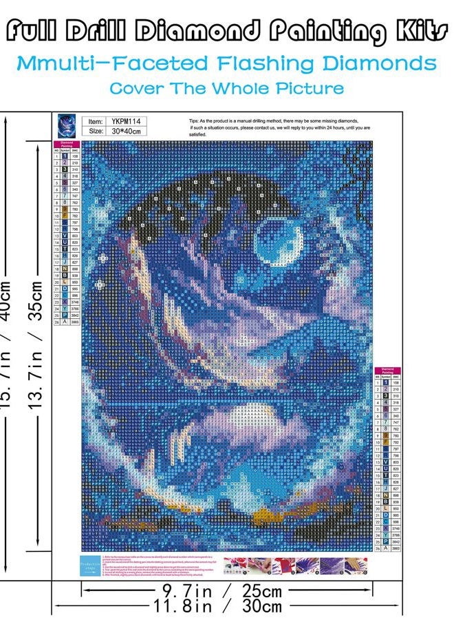 KINPLUB 5D Diamond Painting Kits for Adults, Blue Moon Landscape Diamond Art Kits for Beginners, DIY Full Round Drill Dream Night Paint with Diamond Pictures Gem Art, Home Wall Decor 12 x 16 Inch - Image 2