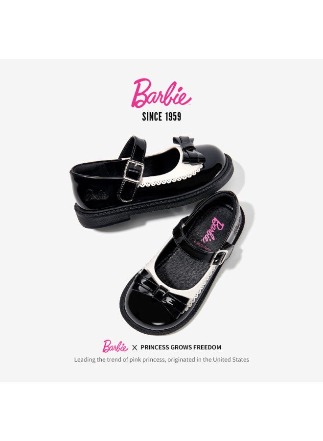 Barbie Babi Children's Shoes, Girls' Spring And Autumn Black Leather Shoes, Classic Versatile Student Stage Shiny Leather Shoes Da6716, Black, Size 28 - Image 2