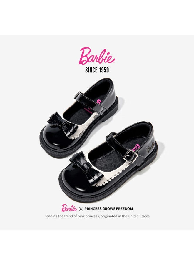 Barbie Babi Children's Shoes, Girls' Spring And Autumn Black Leather Shoes, Classic Versatile Student Stage Shiny Leather Shoes Da6716, Black, Size 28 - Image 3