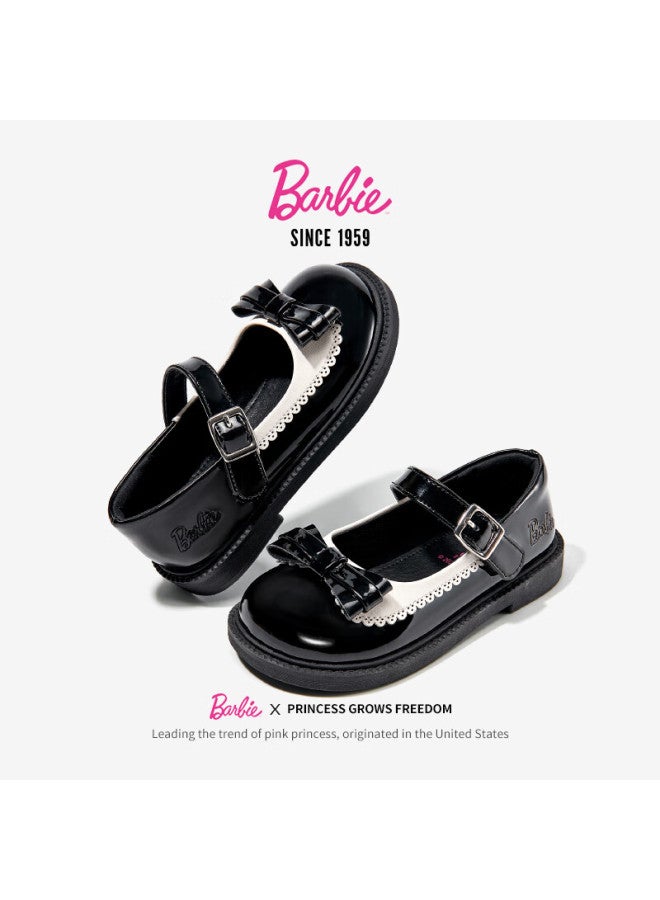 Barbie Babi Children's Shoes, Girls' Spring And Autumn Black Leather Shoes, Classic Versatile Student Stage Shiny Leather Shoes Da6716, Black, Size 28 - Image 5