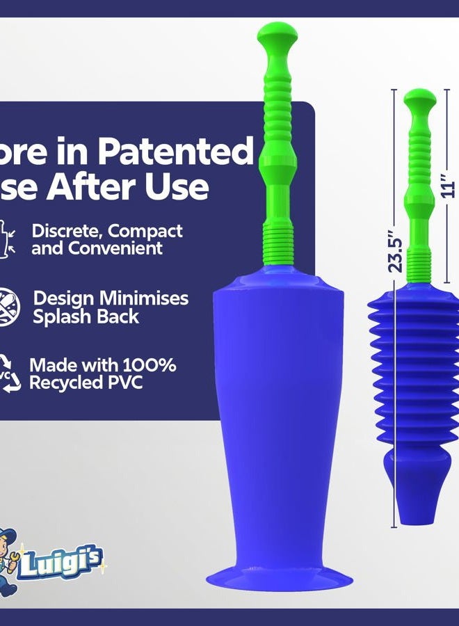 Luigi's The World's Best Toilet Plunger | The Big, Blue & Green Unblocking Machine | Heavy Duty Unblocker with Unique Bellows Design | Clears & Unblocks All Toilets - Image 4