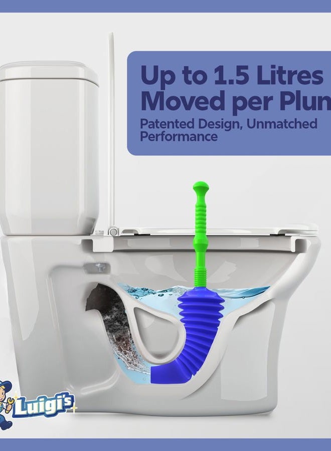 Luigi's The World's Best Toilet Plunger | The Big, Blue & Green Unblocking Machine | Heavy Duty Unblocker with Unique Bellows Design | Clears & Unblocks All Toilets - Image 3
