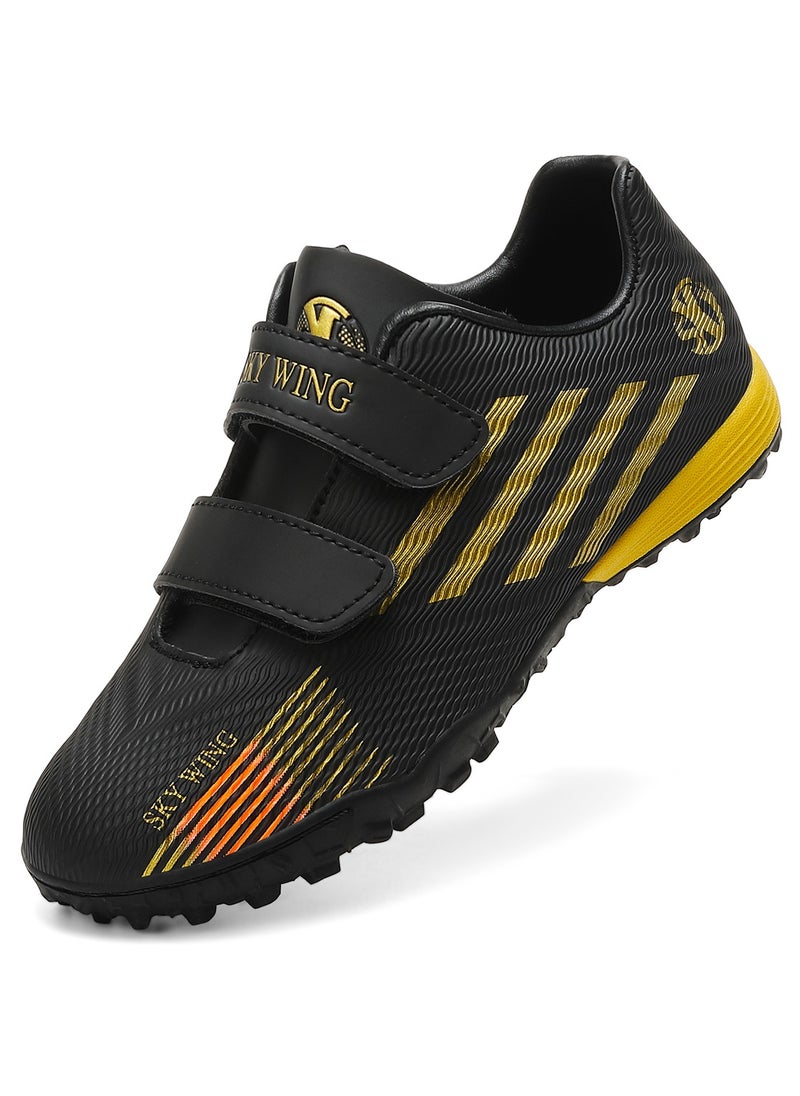 SKY WING SKY WING Boys And Girls Soccer Cleats IC Or IN Sole Hook And Loop Soccer Shoes For Unisex Kid Indoor Outdoor Hook & Loop Football Shoes Suitable Little Kid And Big Kid  - Image 1