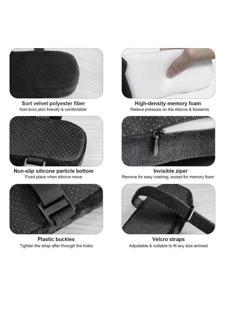 Y&D Ergonomic Memory Foam Office Chair Armrest Pads, 2 Pack Padded Cushion Pads Comfy Gaming Arm Rest Covers for Elbows and Forearms Pressure Relief Set of - Image 2