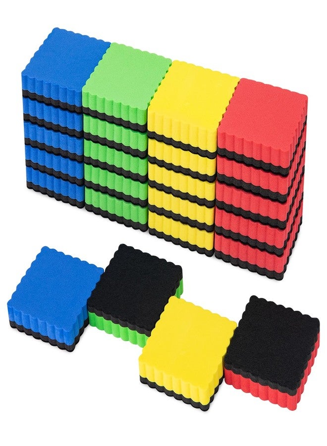 JEFURE 24 Pcs Mini Dry Erase Erasers, Magnetic Whiteboard Eraser, Magnetic Erasers for Dry Erase Board, Dry Marker Eraser, White Board Dry Erase for Whiteboard, Teacher, Home and Office (4 Color) - Image 1