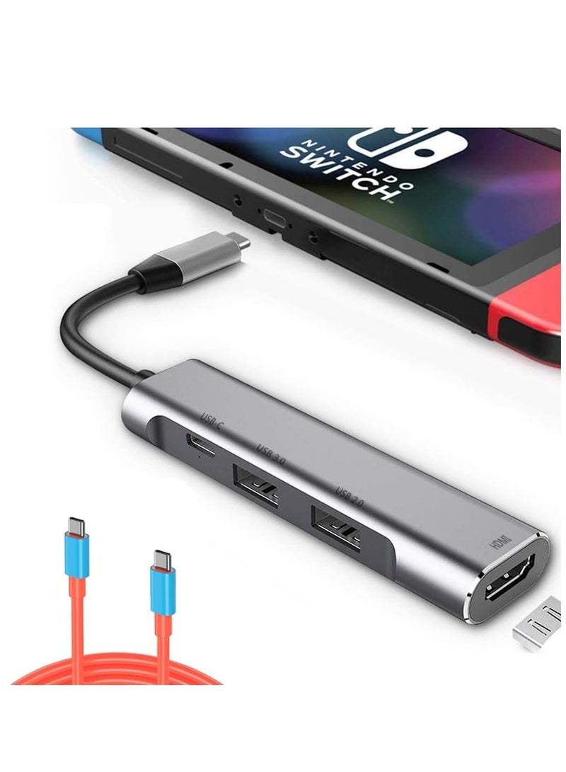 SOLARAE Switch Dock for Nintendo Switch/Switch OLED, Portable 4K HDMI Docking Station Replacement for Nintendo Switch Travel TV Docking Station with Full-Featured USB-C to USB-C Cable - Image 1