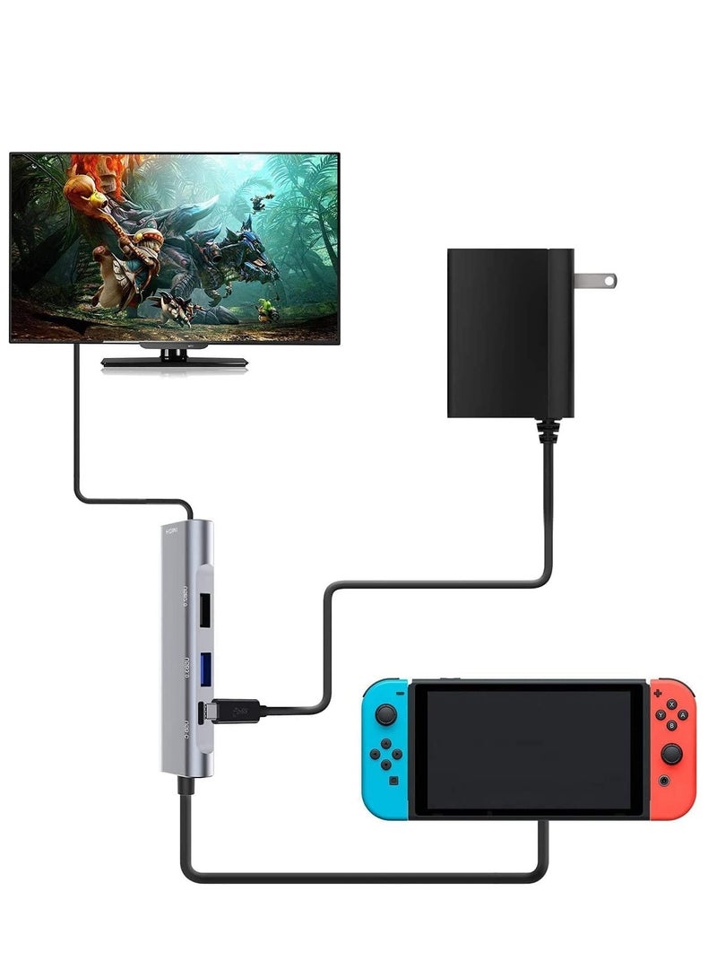 SOLARAE Switch Dock for Nintendo Switch/Switch OLED, Portable 4K HDMI Docking Station Replacement for Nintendo Switch Travel TV Docking Station with Full-Featured USB-C to USB-C Cable - Image 3