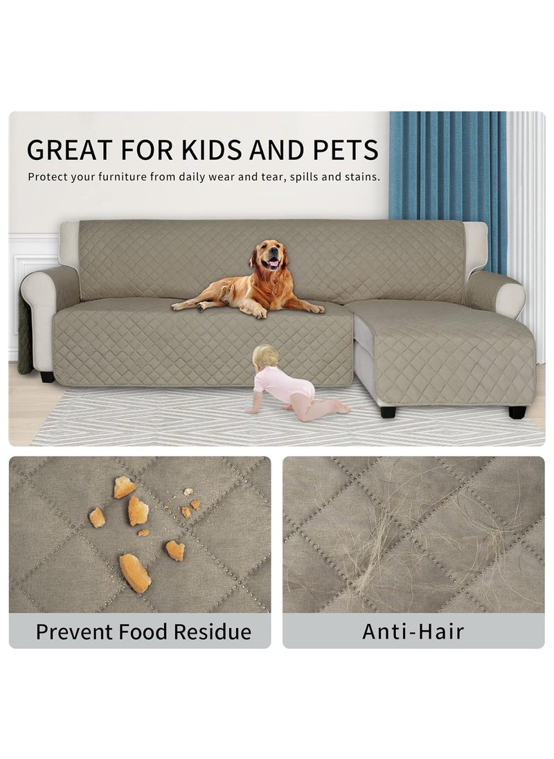ISSUNTEX - ISSUNTEX Sectional Couch Covers for Dogs, Reversible L Shaped Sofa Cover, Water Resistant Chaise Lounge Cover Furinture Protector for Kids Pets (Small, Beige/Beige ) - Image 1