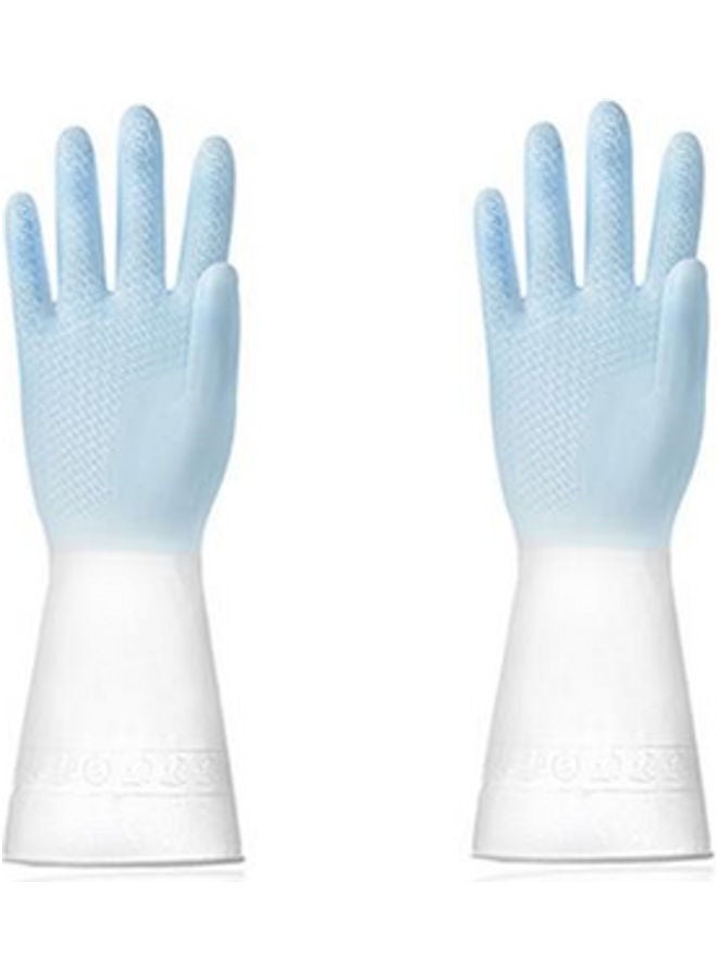 NIBEMINENT Waterproof Non-Slip Durable Rubber Large Size Gloves Blue/White 
