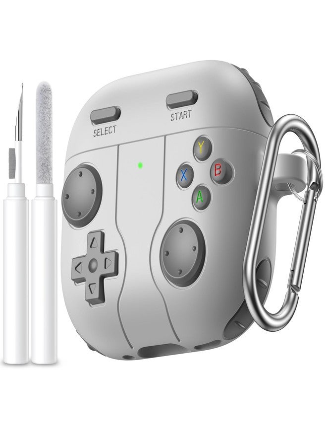 Getino Game Case for AirPods 4 2024 Cover with Cleaner Kit, Keychain, Compatible with Apple Airpods 4 Case Covers, Cute Funny Shock-Proof Protective Silicone AirPod 4 Cases for Men Boy-Gray - Image 1